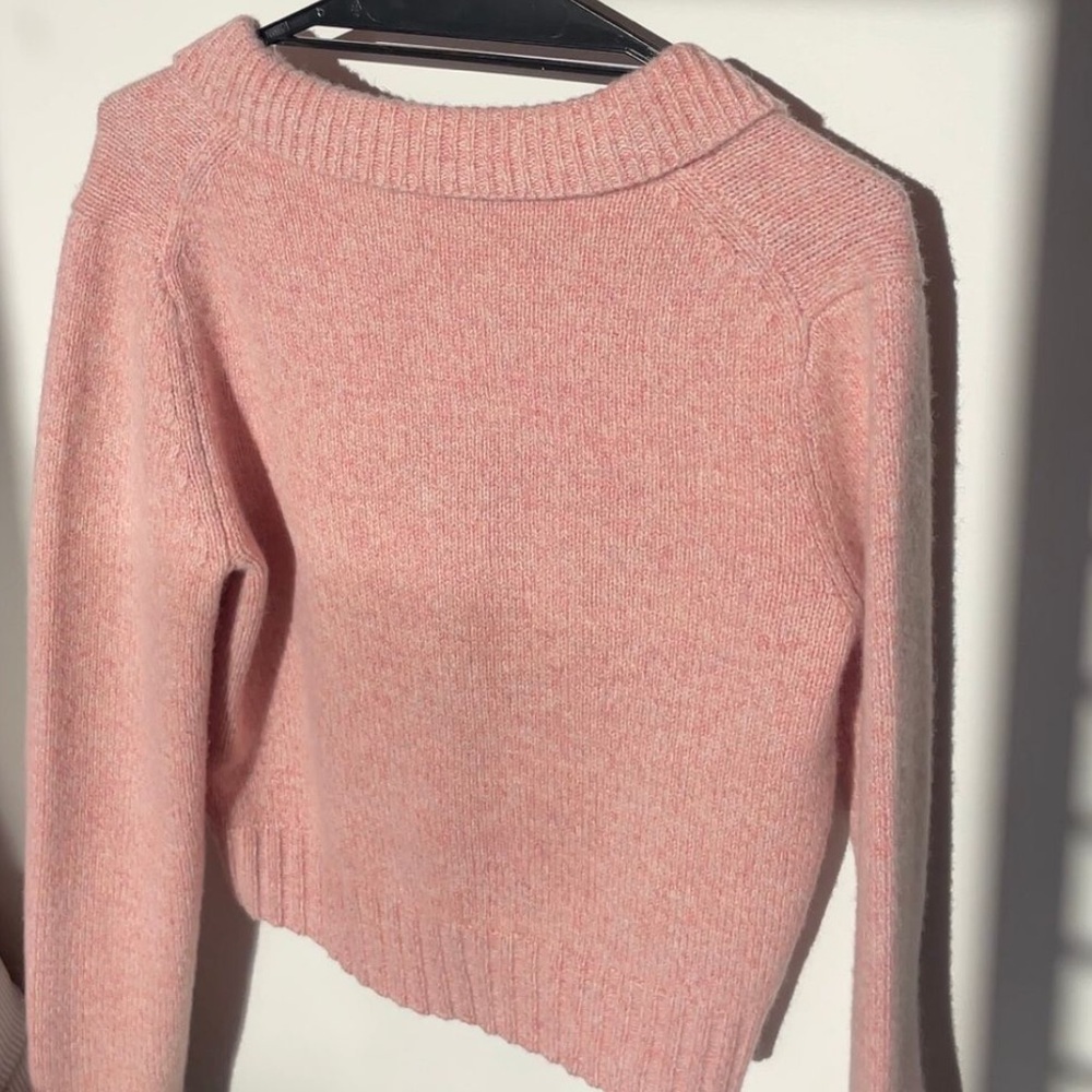 Zara Soft Pink Knit Polo Sweater with Buttons - Picture 8 of 8